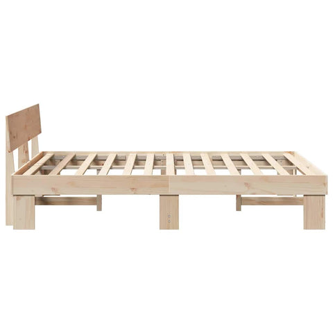vidaXL Bed Frame with Headboard Brown 140 x 200 cm Solid pine wood