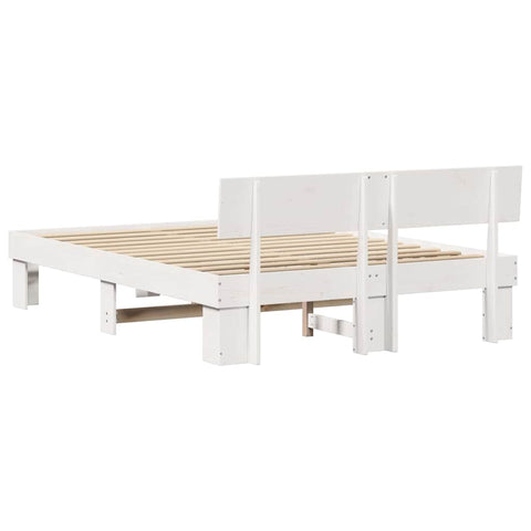 vidaXL Bed Frame with Headboard White 140 x 200 cm Solid pine wood