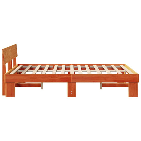 vidaXL Bed Frame with Headboard Wax brown 140 x 200 cm Solid pine wood