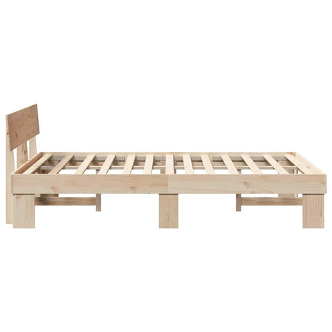 vidaXL Bed Frame with Headboard Brown 120 x 190 cm Solid pine wood
