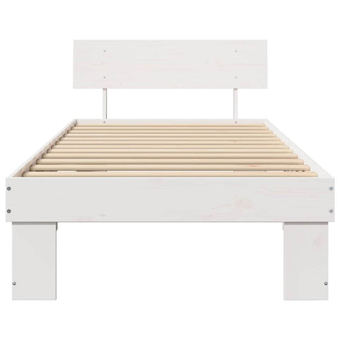 vidaXL Bed Frame with Headboard White 100 x 200 cm Solid pine wood