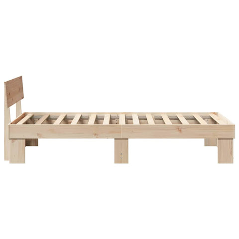 vidaXL Bed Frame with Headboard Brown 90 x 200 cm Solid pine wood