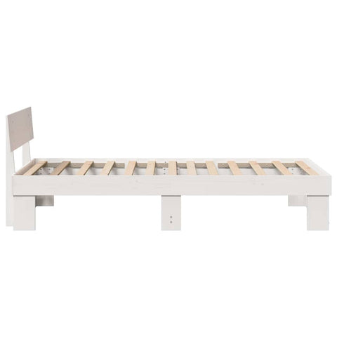 vidaXL Bed Frame with Headboard White 90 x 200 cm Solid pine wood