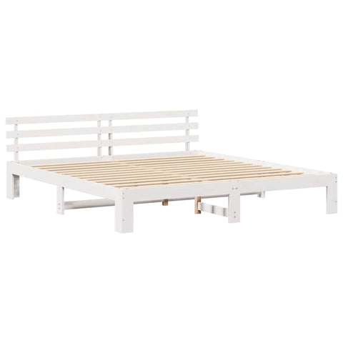 vidaXL White Bed Frame White Solid wood 200 x 200 cm Adjustable Armrests