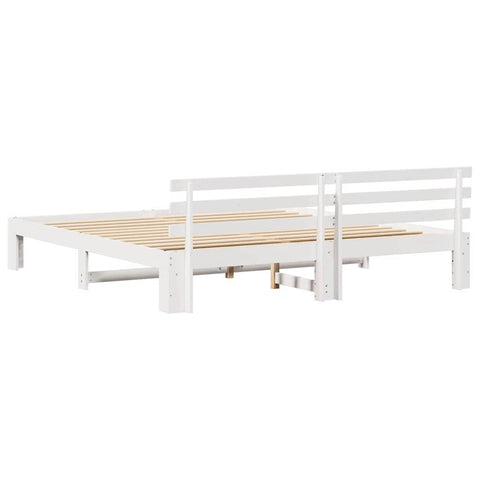 vidaXL White Bed Frame White Solid wood 200 x 200 cm Adjustable Armrests