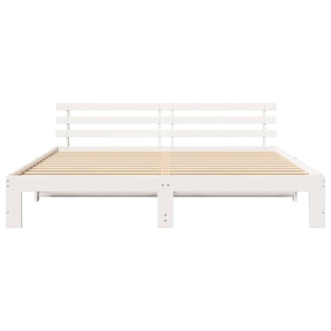 vidaXL White Bed Frame White Solid wood 200 x 200 cm Adjustable Armrests