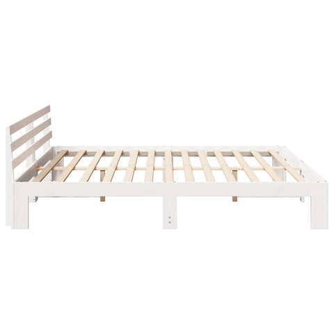 vidaXL White Bed Frame White Solid wood 200 x 200 cm Adjustable Armrests
