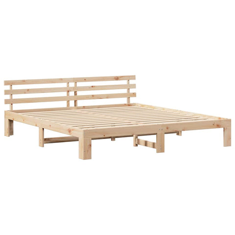 vidaXL Bed Frame with Headboard Brown 180 x 200 cm Solid Pine wood