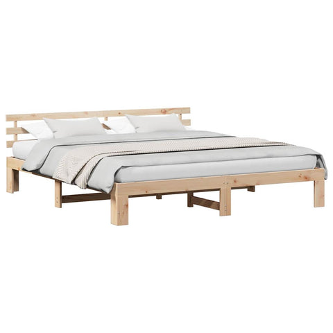 vidaXL Bed Frame with Headboard Brown 180 x 200 cm Solid Pine wood