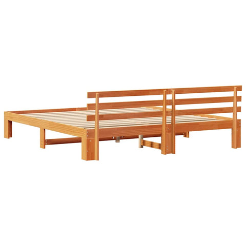 vidaXL Bed Frame with Headboard Brown 180 x 200 cm Solid Pine wood