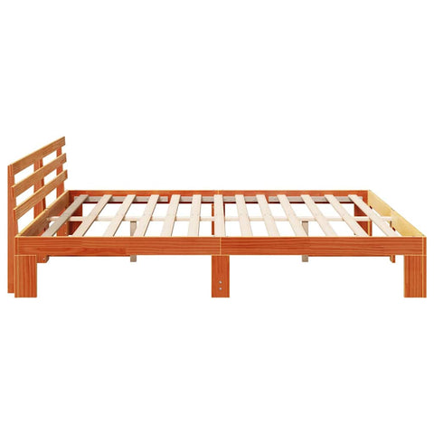 vidaXL Bed Frame with Headboard Brown 180 x 200 cm Solid Pine wood