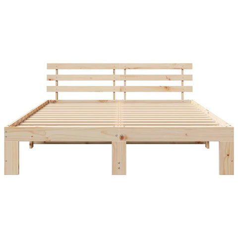 vidaXL Bed Frame with Headboard Brown 160 x 200 cm Solid Pine wood