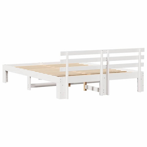 vidaXL Bed Frame with Headboard White 160 x 200 cm Solid Pine wood