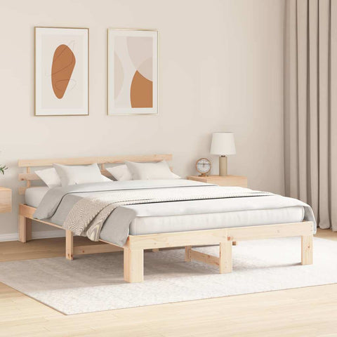 vidaXL Bed Frame with Headboard Brown 150 x 200 cm Solid Pine wood