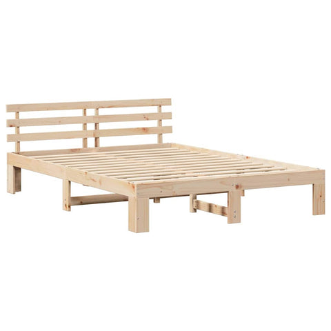 vidaXL Bed Frame with Headboard Brown 150 x 200 cm Solid Pine wood
