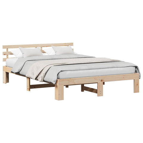 vidaXL Bed Frame with Headboard Brown 150 x 200 cm Solid Pine wood