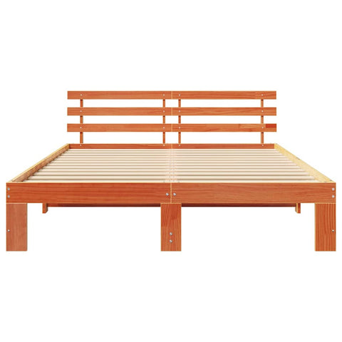 vidaXL Bed Frame with Headboard Brown 150 x 200 cm Solid Pine wood