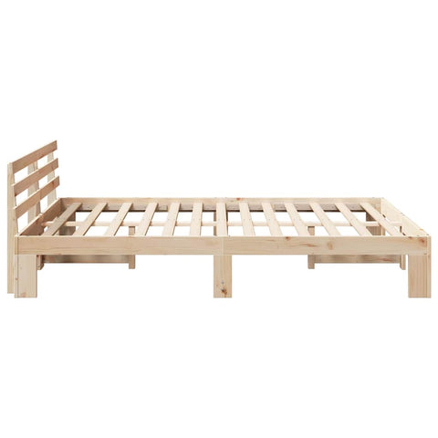 vidaXL Bed Frame with Headboard Brown 140 x 200 cm Solid Pine wood