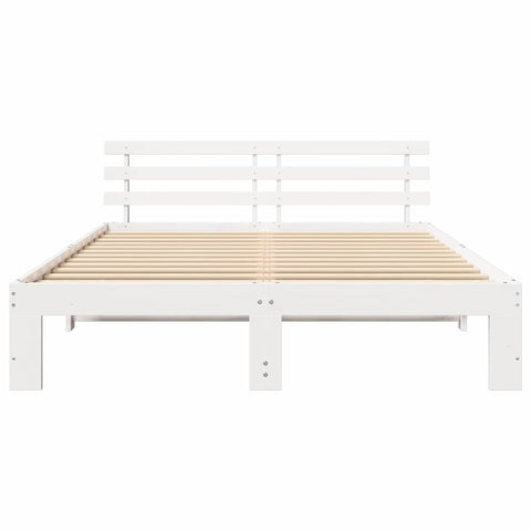 vidaXL Bed Frame with Headboard White 140 x 200 cm Solid Pine wood