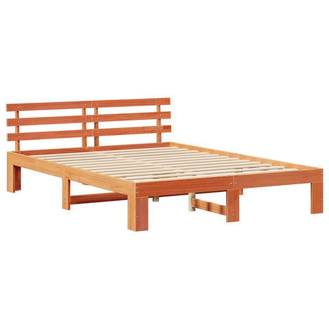 vidaXL Bed Frame with Headboard Brown 140 x 200 cm Solid Pine wood