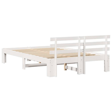 vidaXL Bed Frame with Headboard White 120 x 200 cm Solid Pine wood