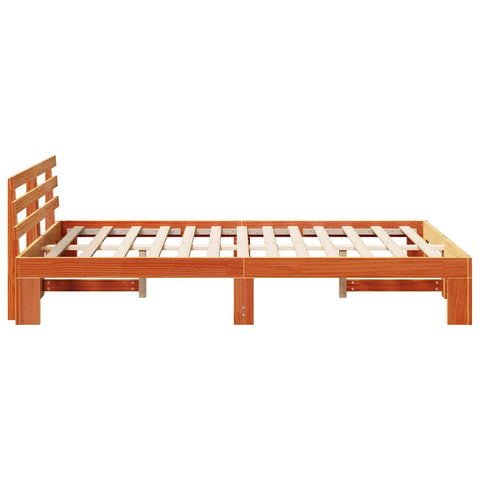 vidaXL Bed Frame with Headboard Brown 120 x 200 cm Solid Pine wood