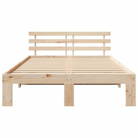 vidaXL Bed Frame with Headboard Cream 140 x 190 cm Solid Pine wood