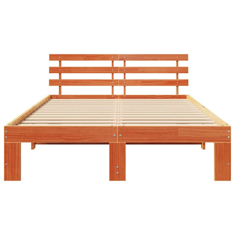 vidaXL Bed Frame with Headboard Brown 140 x 190 cm Solid Pine wood