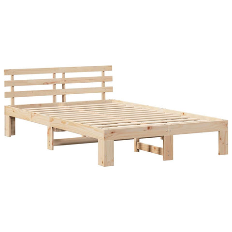 vidaXL Bed Frame with Headboard Brown 135 x 190 cm Solid Pine wood
