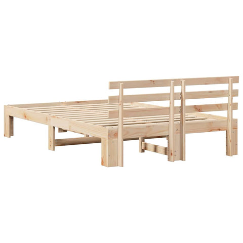 vidaXL Bed Frame with Headboard Brown 135 x 190 cm Solid Pine wood