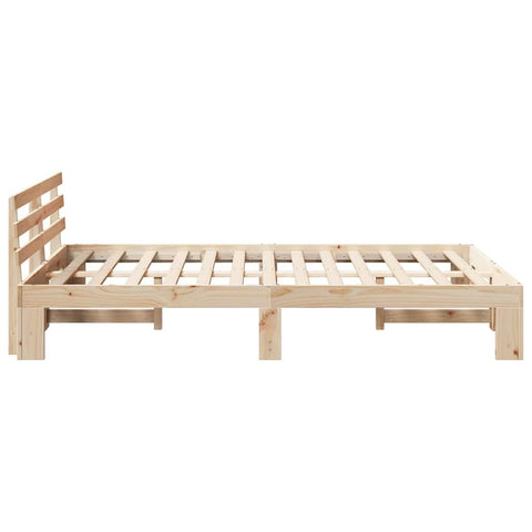 vidaXL Bed Frame with Headboard Brown 135 x 190 cm Solid Pine wood