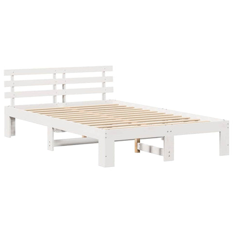 vidaXL Bed Frame with Headboard White 120 x 190 cm Solid Pine wood