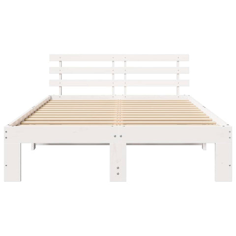 vidaXL Bed Frame with Headboard White 120 x 190 cm Solid Pine wood