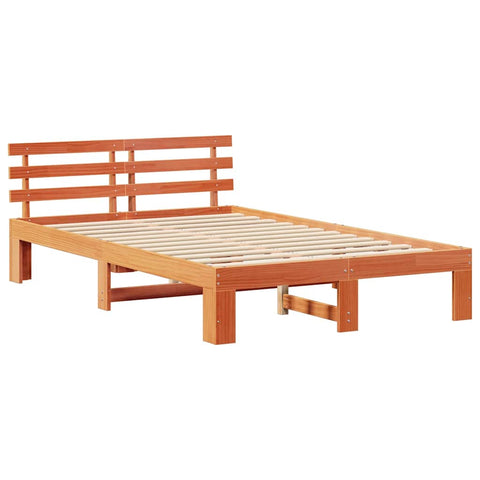 vidaXL Bed Frame with Headboard Brown 120 x 190 cm Solid Pine wood