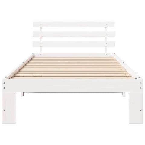 vidaXL Bed Frame with Headboard White 100 x 200 cm Solid Pine wood