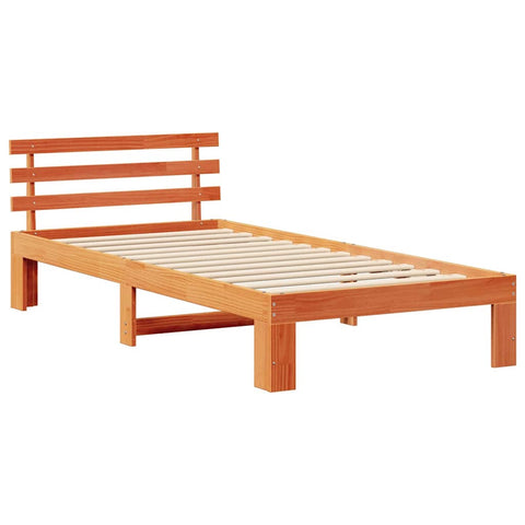 vidaXL Bed Frame with Headboard Brown 100 x 200 cm Solid Pine wood