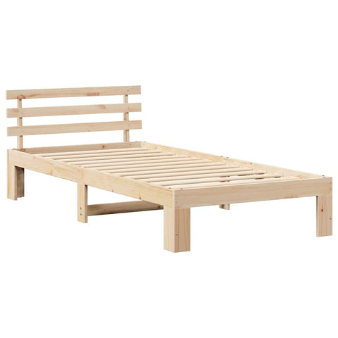 vidaXL Bed Frame with Headboard Brown 90 x 190 cm Solid Pine wood