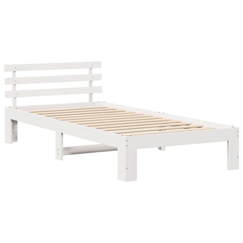 vidaXL Bed Frame with Headboard White 90 x 190 cm Solid Pine wood