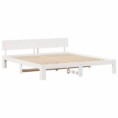 vidaXL Bed Frame with Headboard White 200 x 200 cm Solid Pine wood