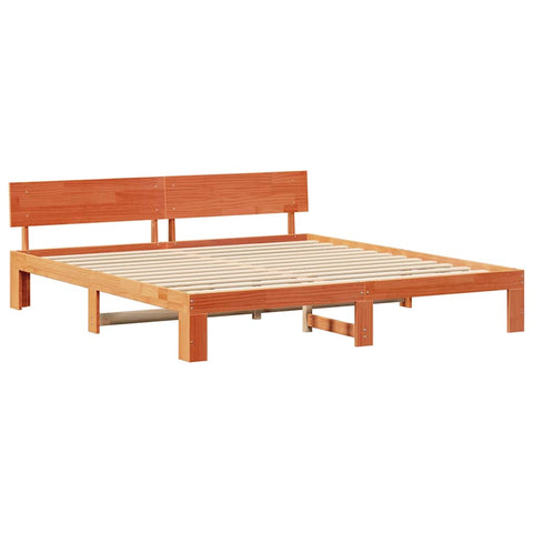 vidaXL Bed Frame with Headboard Brown 200 x 200 cm Solid Pine wood
