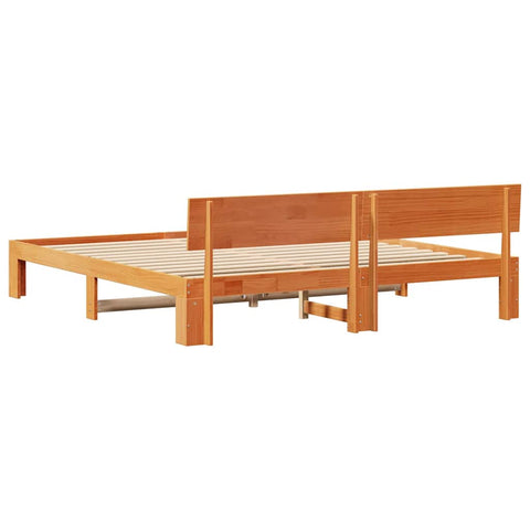 vidaXL Bed Frame with Headboard Brown 200 x 200 cm Solid Pine wood