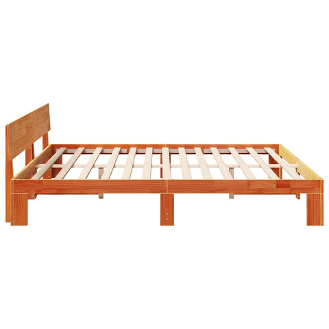vidaXL Bed Frame with Headboard Brown 200 x 200 cm Solid Pine wood