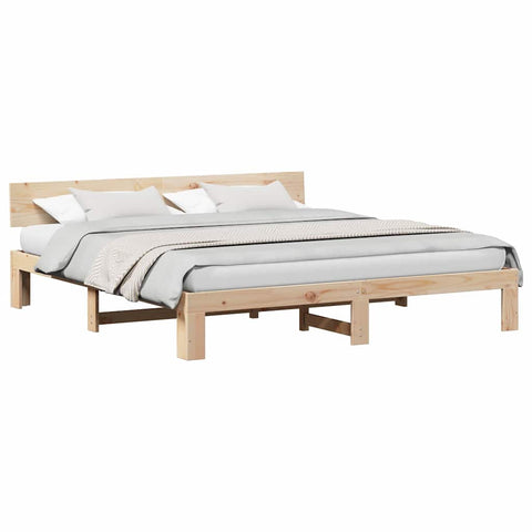 vidaXL Bed Frame with Headboard Brown 180 x 200 cm Solid Pine wood