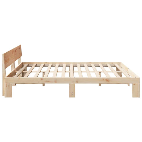 vidaXL Bed Frame with Headboard Brown 180 x 200 cm Solid Pine wood