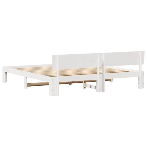 vidaXL Bed Frame with Headboard White 180 x 200 cm Solid Pine wood