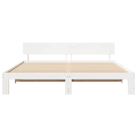 vidaXL Bed Frame with Headboard White 180 x 200 cm Solid Pine wood
