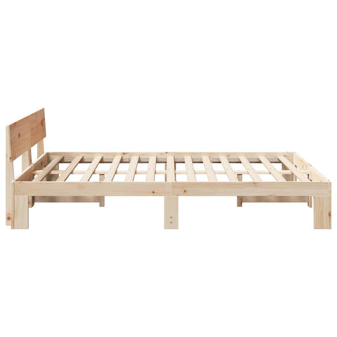 vidaXL Bed Frame with Headboard Brown 160 x 200 cm Solid Pine wood