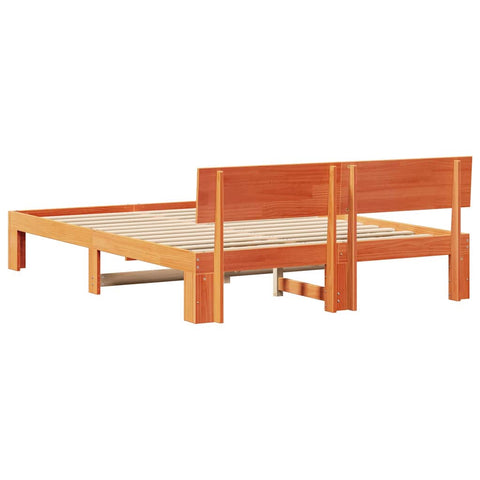 vidaXL Bed Frame with Headboard Brown 160 x 200 cm Solid Pine wood