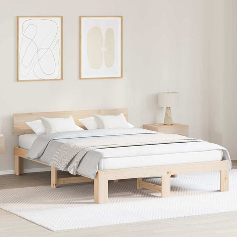 vidaXL Bed Frame with Headboard Brown 150 x 200 cm Solid Pine wood