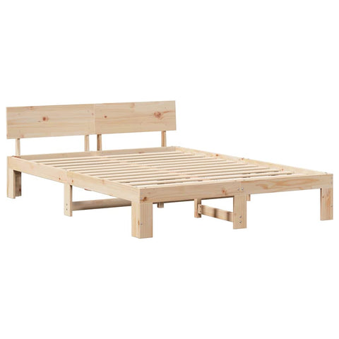 vidaXL Bed Frame with Headboard Brown 150 x 200 cm Solid Pine wood